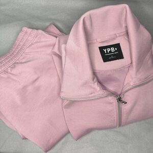 Abercrombie YPB NeoKnit Jogger Set Lavender • Half Zip Pullover S • Pants M